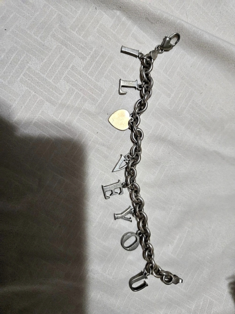 .925 Sterling Silver "I Love You" Charm Bracelet